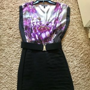 Low cut black & floral dress